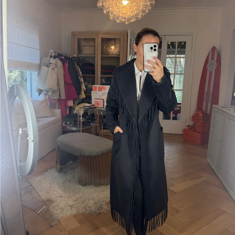 New with tags Ann Taylor Fringe Gray Coat - Picture 2 of 6